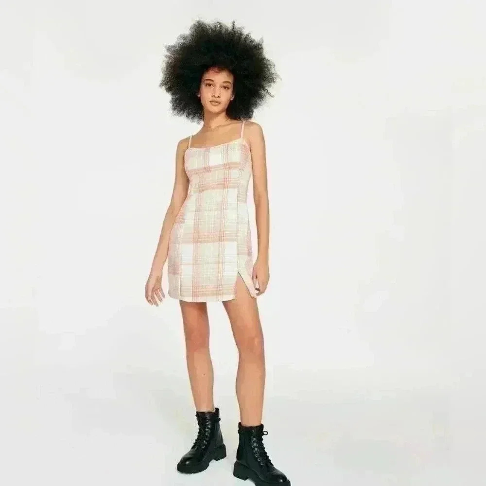 Aeropostale Plaid Scoop-Neck Slim Mini Dress -Size small